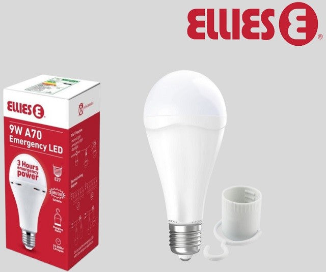 Ellies 9W A70 Emergency LED Light Bulb E27 Screw Type