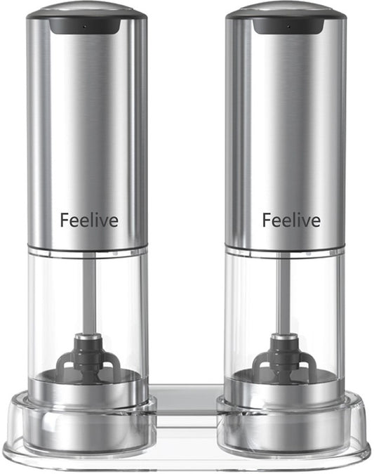 Feelive Rechargeable Pepper And Salt Grinder 2 Set With Stand