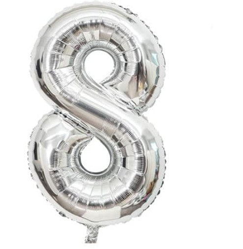 Casey 102cm Silver Balloon Number 8