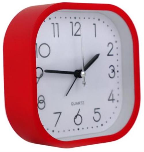 Casey Bedside Square Alarm Clock 12cm Red