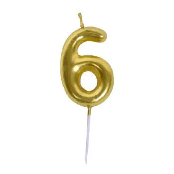 Casey 10cm Gold Numerical Birthday Candle Nr.6