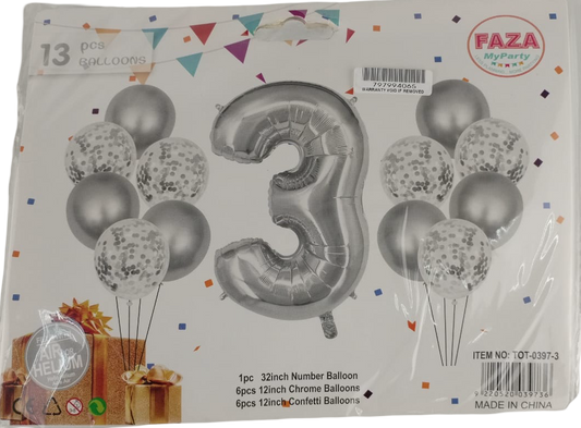 Casey 13pc Silver and White Balloon Set Nr.3