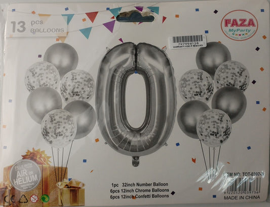 Casey 13pc Silver and White Balloon Set Nr.0