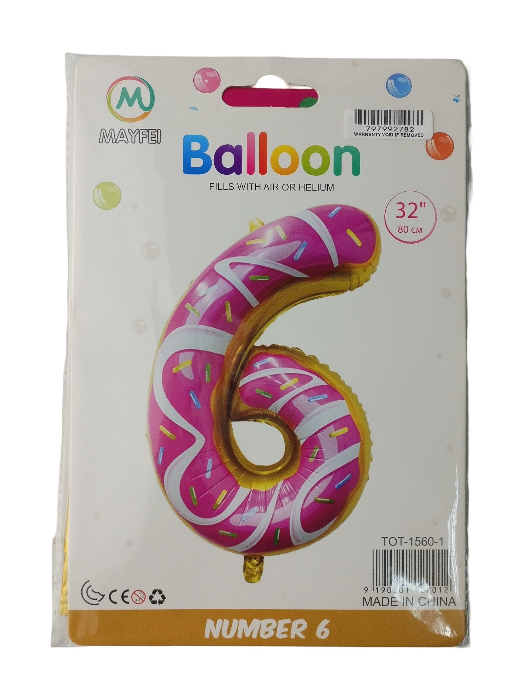 Casey 102cm Donut Balloon Number 6
