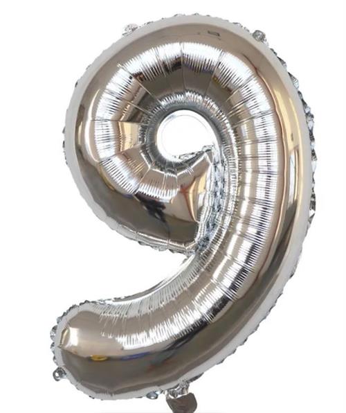 Casey 102cm Silver Balloon Number 9