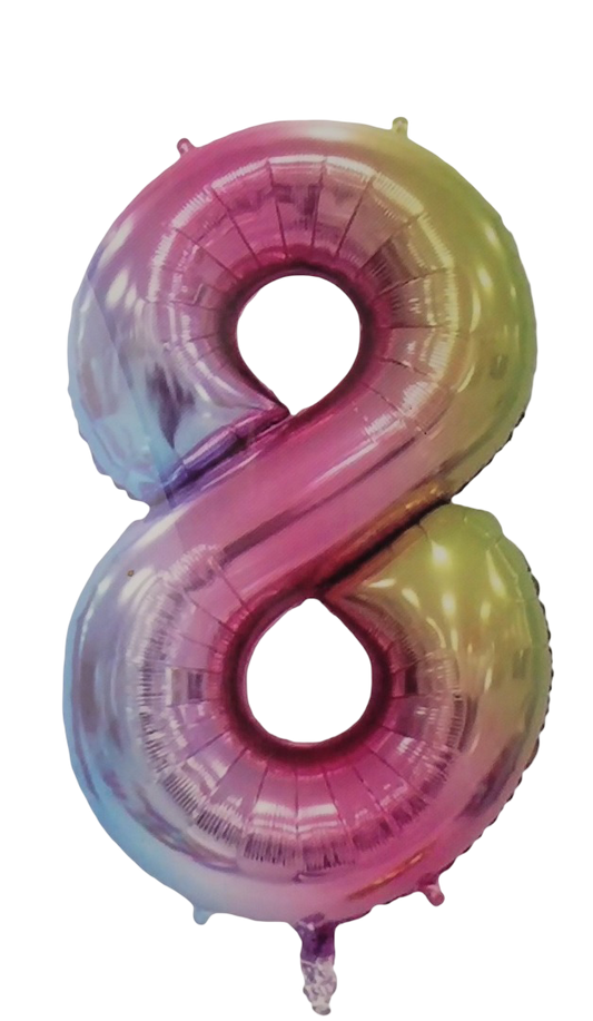 Casey 102cm Rainbow Balloon Number 8
